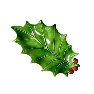 Christmas Holly Leaf Berries Ceramic Dish Retro Vintage McCormick Holland Mold